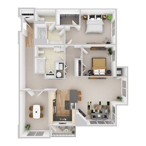 Floor plan for 2 beds, 2 baths, 1515 sqft